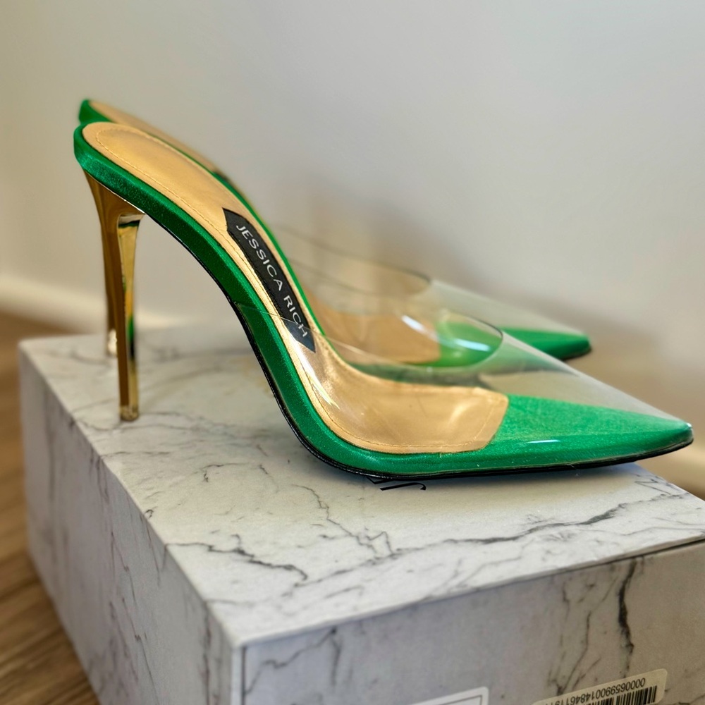 Jessica Rich So Bossy Transparent Heels in green/clear size 35